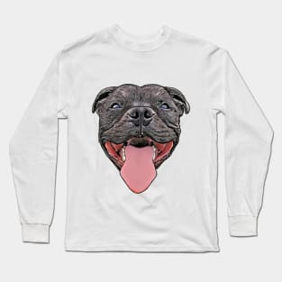 Staffordshire Bull Terrier Watercolor Long Sleeve T-Shirt